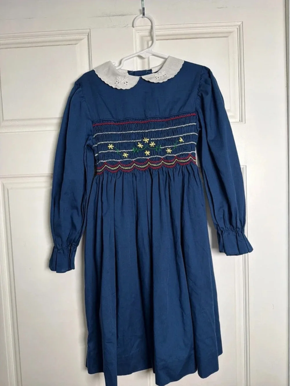 Polly Flinders Navy Smocked Vintage Dress 7